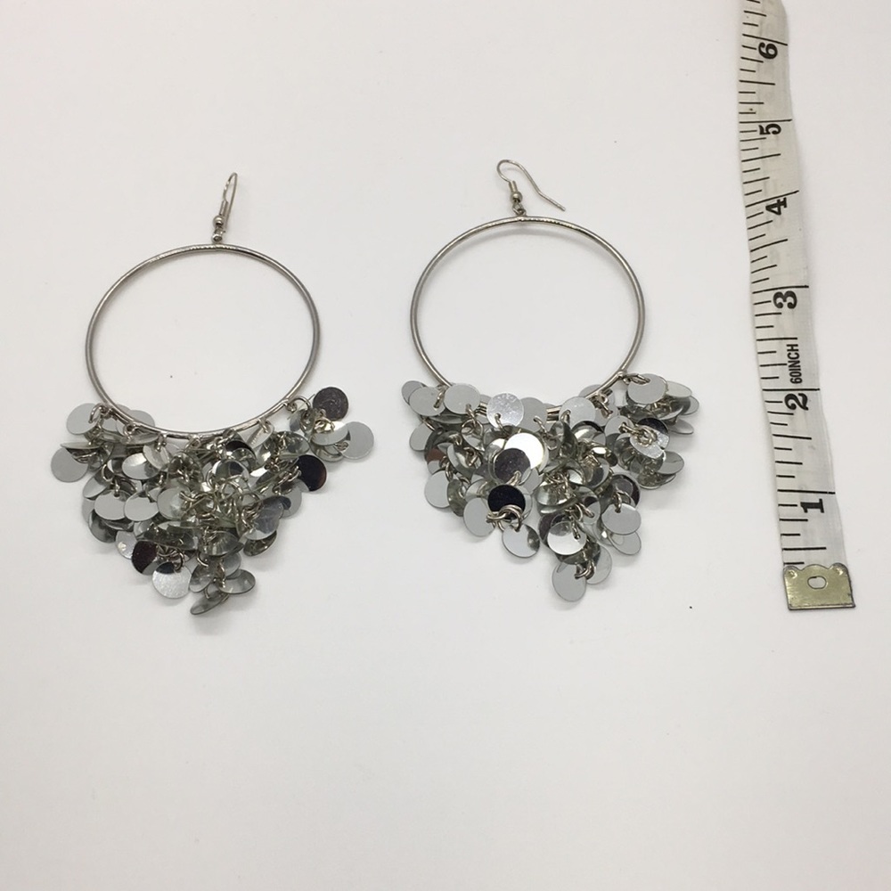 Silver sparkly dangle earrings